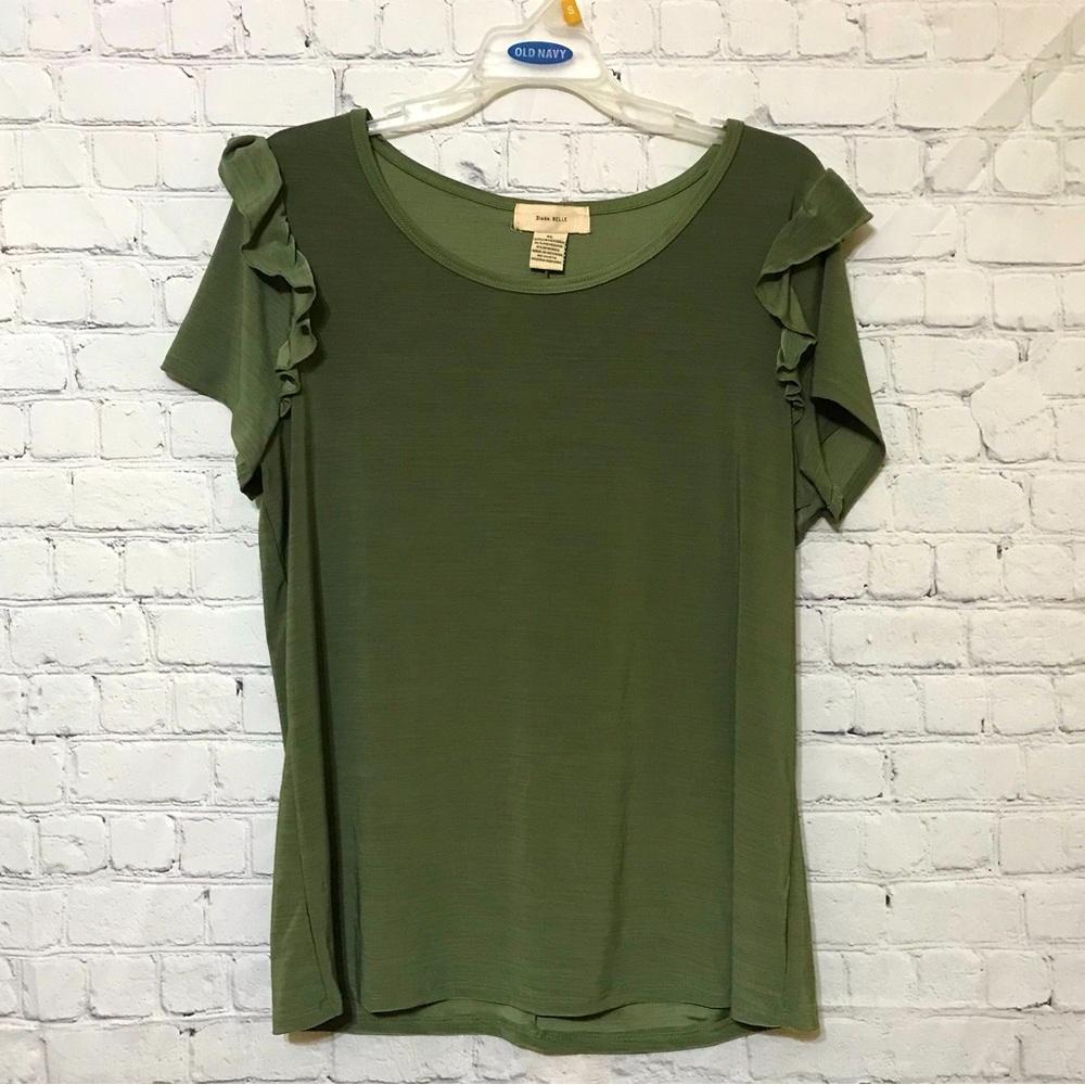 *CLEARANCE* Olive Ruffle Top - Picture 3 of 7